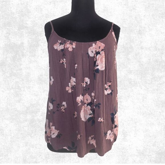 Torrid Mauve Floral Gauze Swing Tank Top – Plus Size 1 (14–16) | Lightweight Sle - Picture 5 of 6